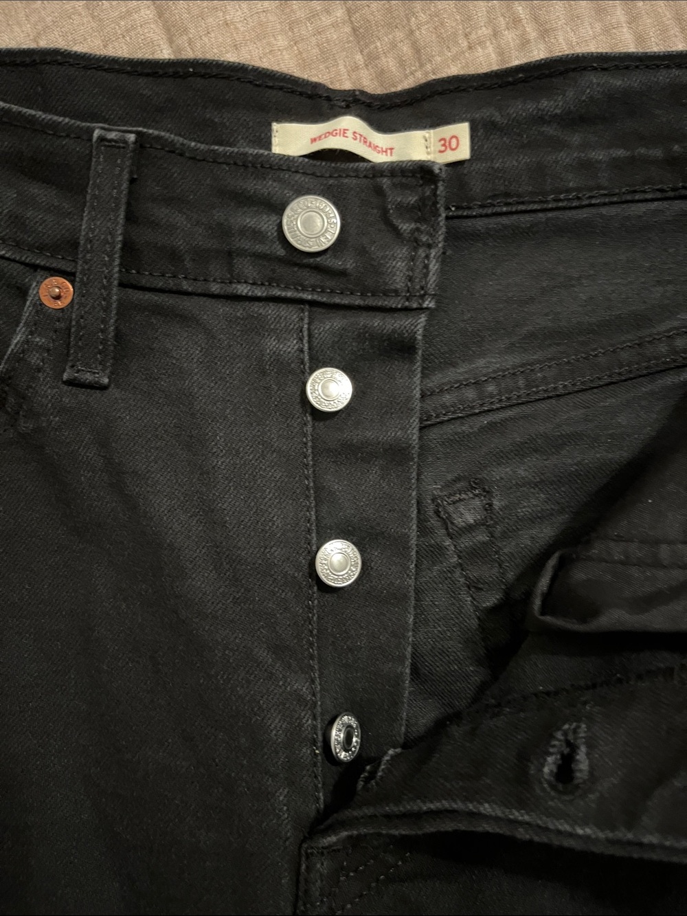Levi’s Wedgie Straight Button Fly Black Jeans Size 30 - Picture 7 of 11